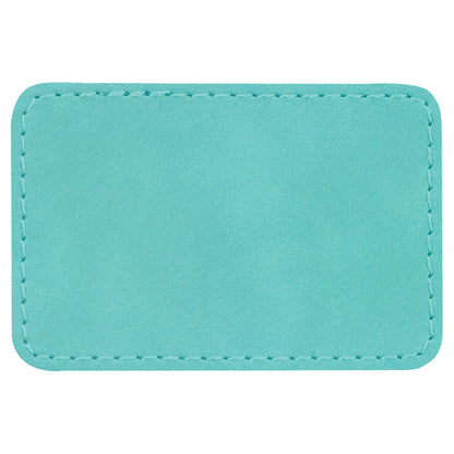 Personalized Laser Engraved 3" x 2" Rectangle Teal Leatherette Patch with Adhesive