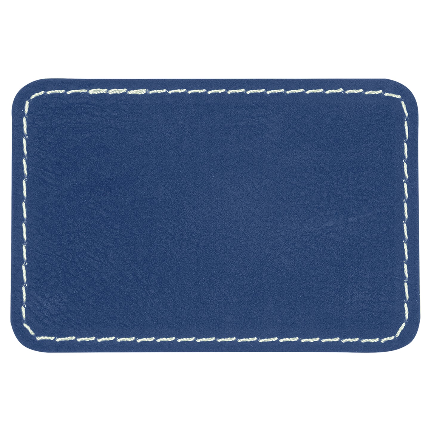 Personalized Laser Engraved 3" x 2" Rectangle Blue/Silver Leatherette Patch with Adhesive