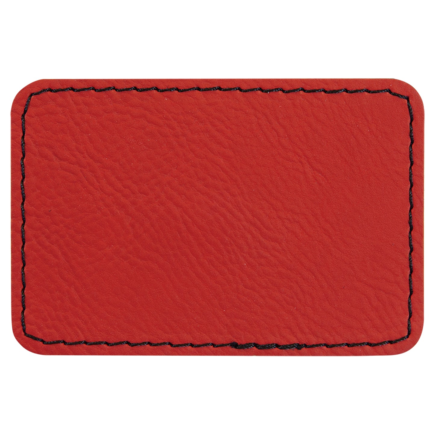 Personalized Laser Engraved 3" x 2" Rectangle Red Leatherette Patch with Adhesive