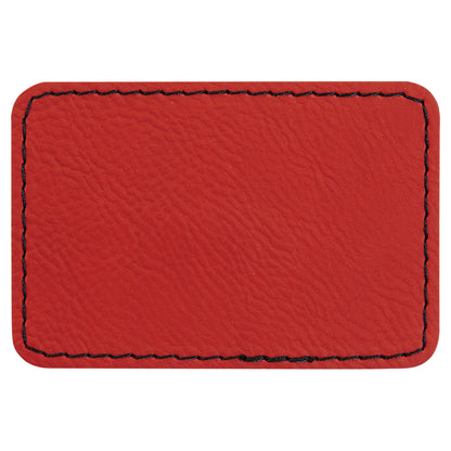 Personalized Laser Engraved 3" x 2" Rectangle Red Leatherette Patch with Adhesive