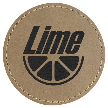  Personalized Laser Engraved 2 1/2" Round Light Brown Leatherette Patch with Adhesive