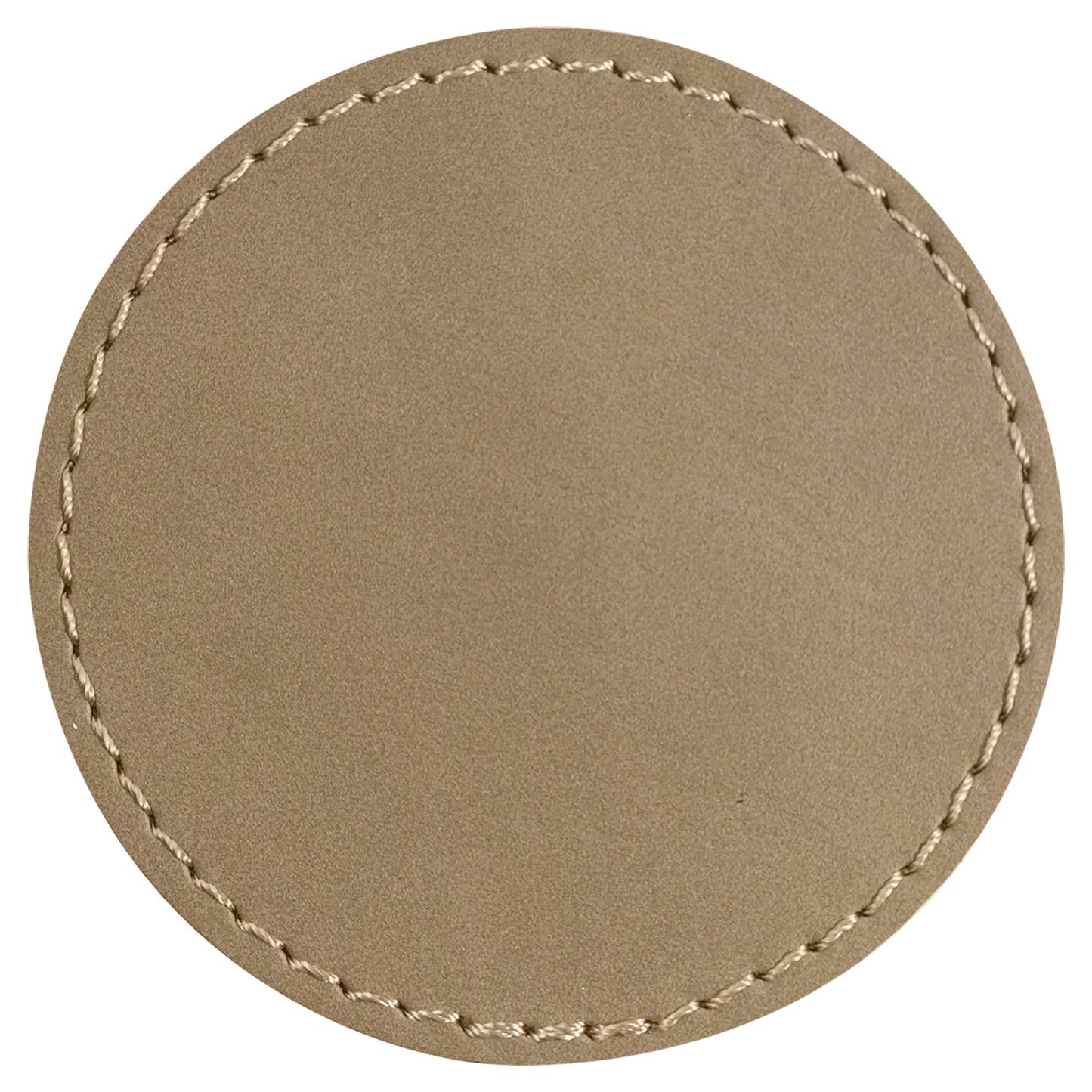 Personalized Laser Engraved 2 1/2" Round Light Brown Leatherette Patch with Adhesive