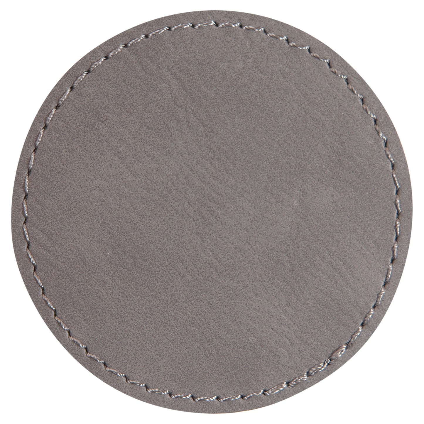 Personalized Laser Engraved 2 1/2" Round Gray Leatherette Patch with Adhesive