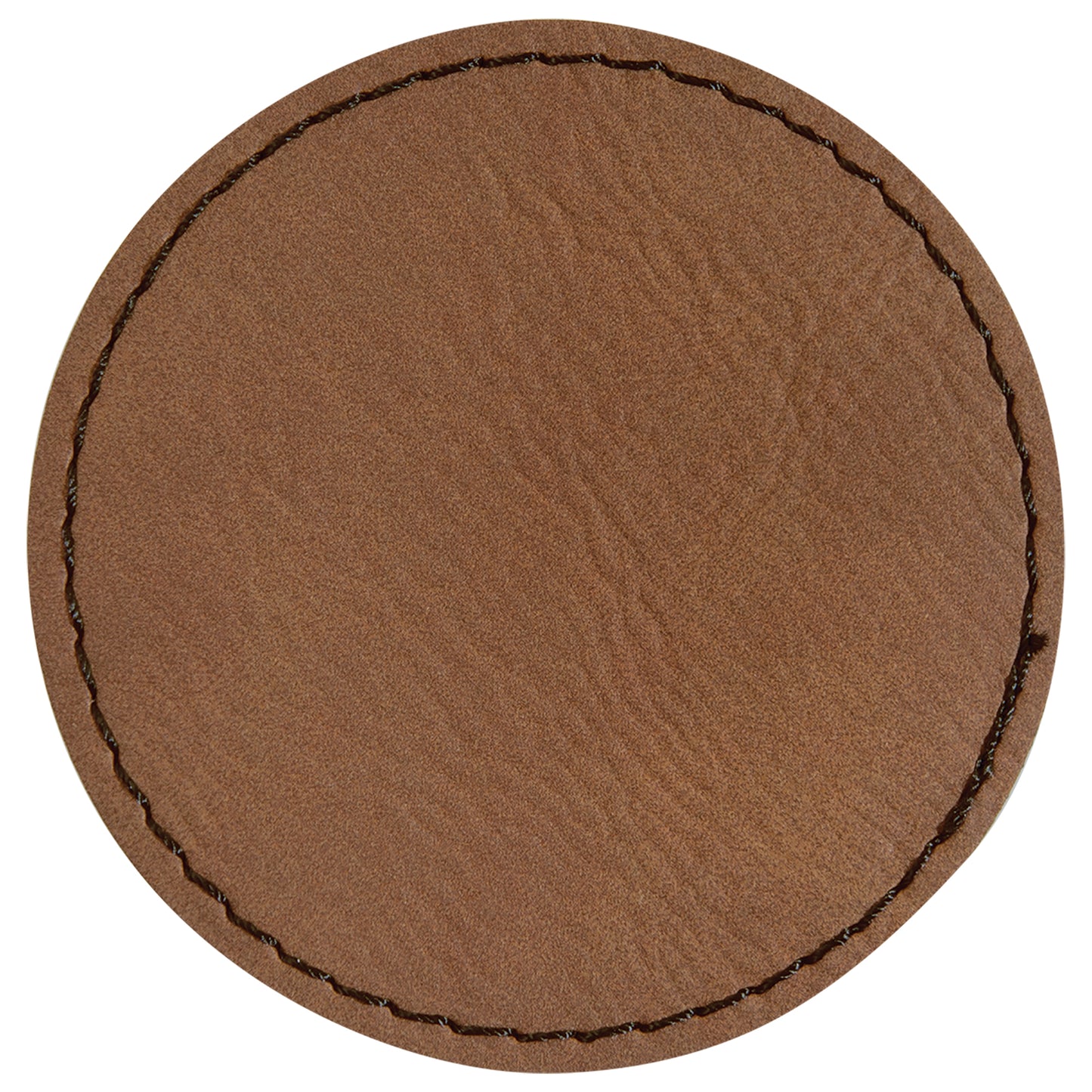 Personalized Laser Engraved 2 1/2" Round Dark Brown Leatherette Patch with Adhesive