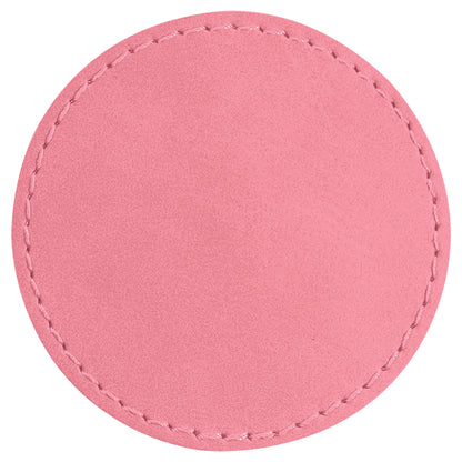 Personalized Laser Engraved 2 1/2" Round Pink Leatherette Patch with Adhesive