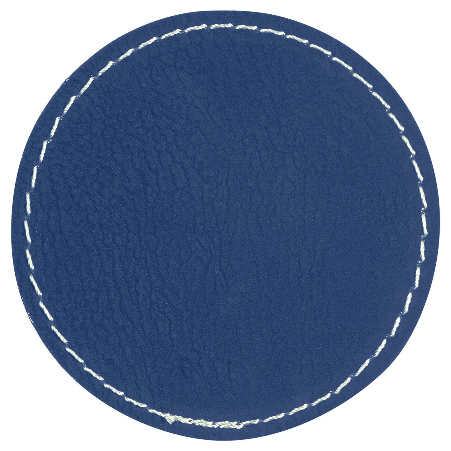 Personalized Laser Engraved 2 1/2" Round Blue/Silver Leatherette Patch with Adhesive