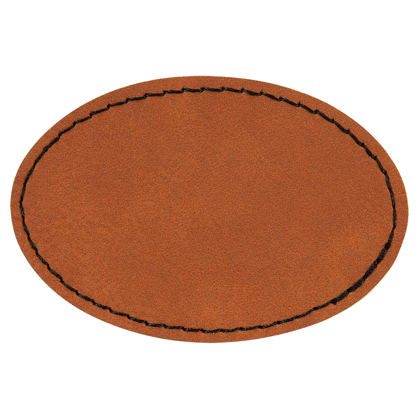 Personalized Laser Engraved 3" x 2" Oval Rawhide Leatherette Patch with Adhesive