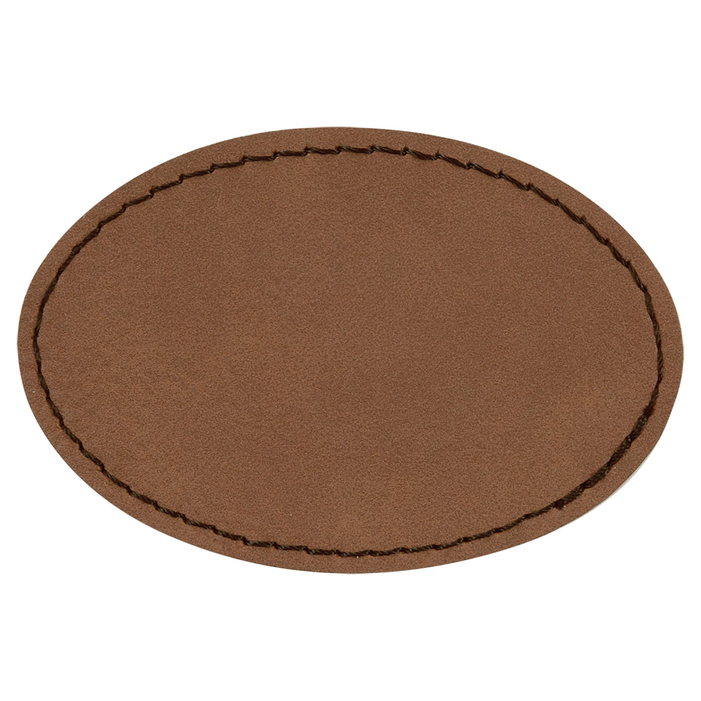 Personalized Laser Engraved 3" x 2" Oval Dark Brown Leatherette Patch with Adhesive