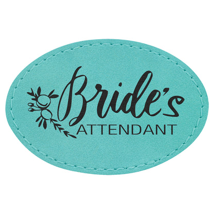  Personalized Laser Engraved 3" x 2" Oval Teal Leatherette Patch with Adhesive