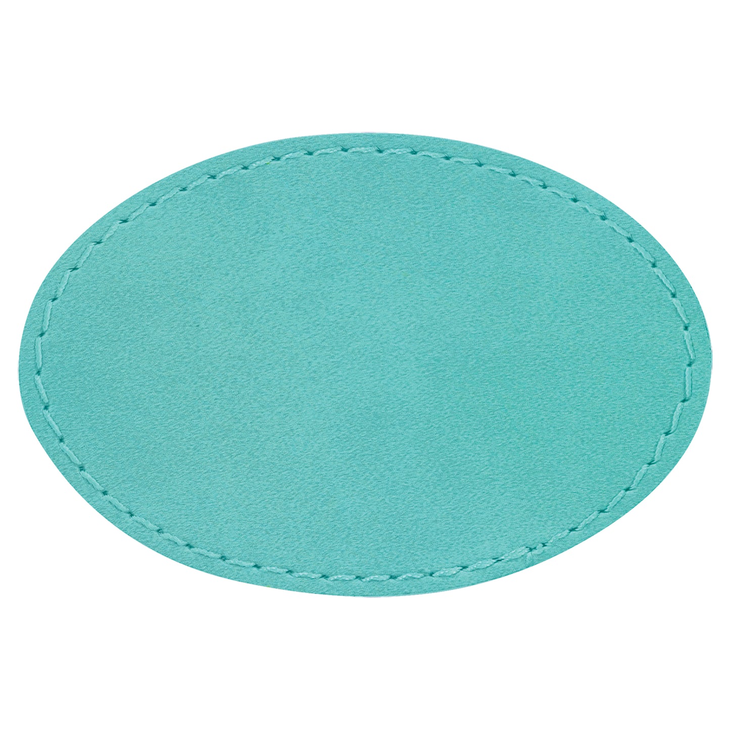 Personalized Laser Engraved 3" x 2" Oval Teal Leatherette Patch with Adhesive