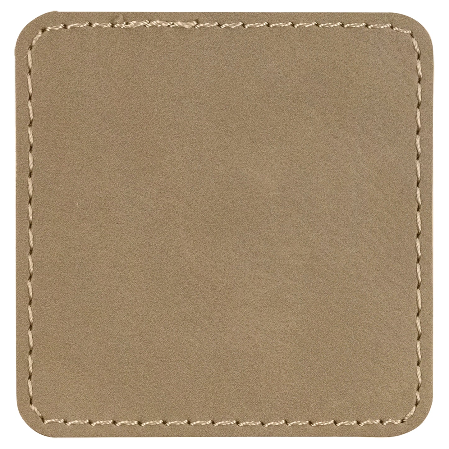 Personalized Laser Engraved 2 1/2" x 2 1/2" Square Light Brown Leatherette Patch with Adhesive