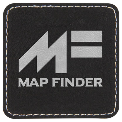  Personalized Laser Engraved 2 1/2" x 2 1/2" Square Black/Silver Leatherette Patch with Adhesive