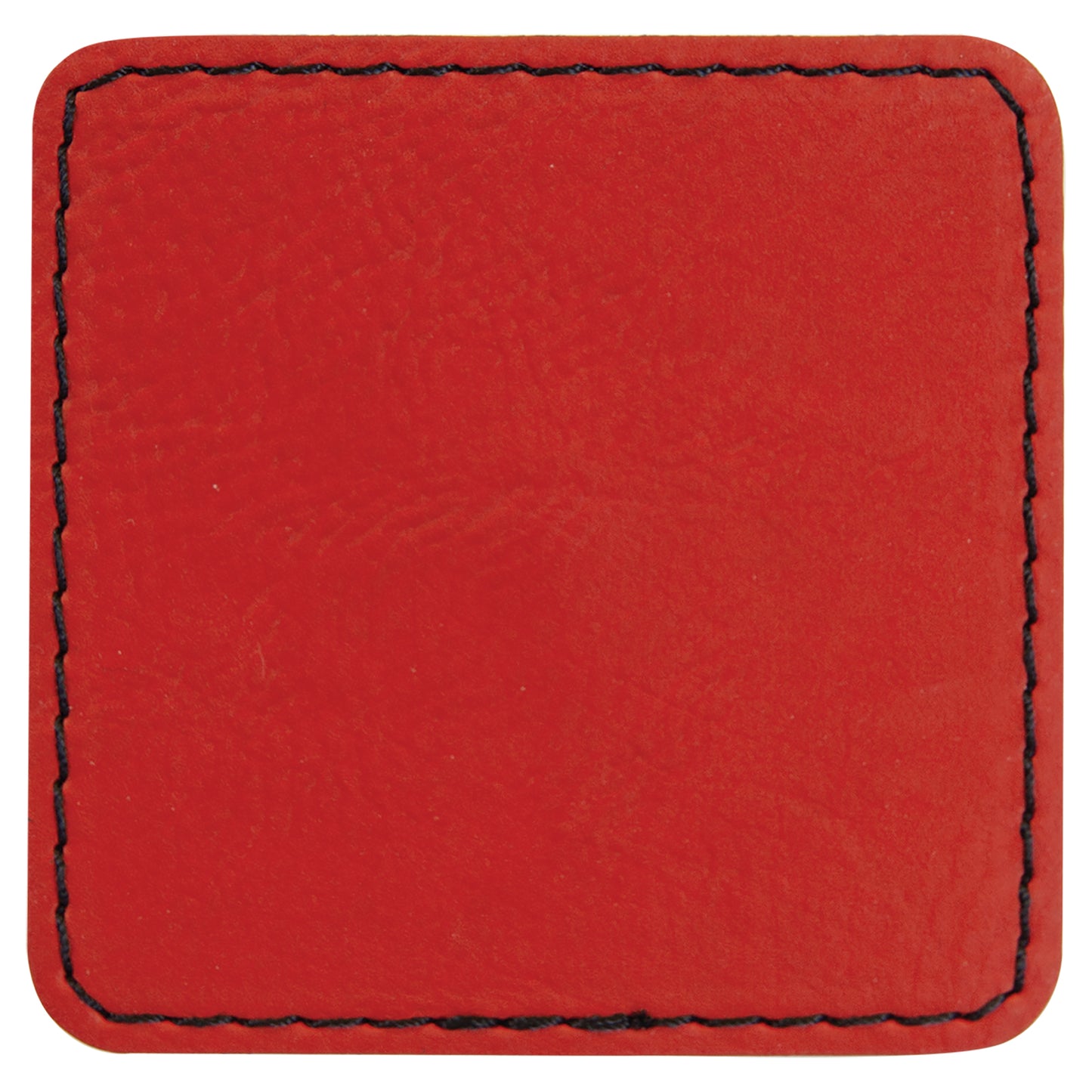 Personalized Laser Engraved 2 1/2" x 2 1/2" Red Leatherette Patch with Adhesive