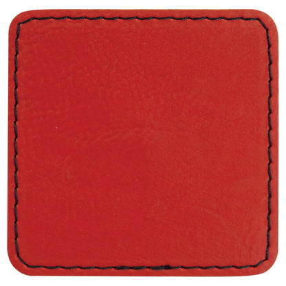 Personalized Laser Engraved 2 1/2" x 2 1/2" Red Leatherette Patch with Adhesive