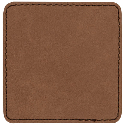 Personalized Laser Engraved 3" x 3" Square Dark Brown Leatherette Patch with Adhesive