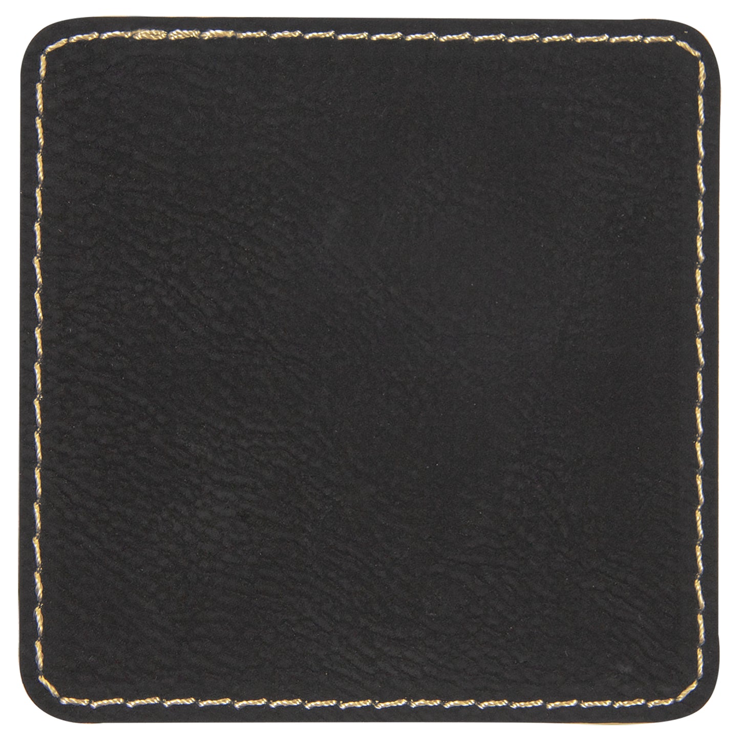 Personalized Laser Engraved 3" x 3" Square Black/Gold Leatherette Patch with Adhesive