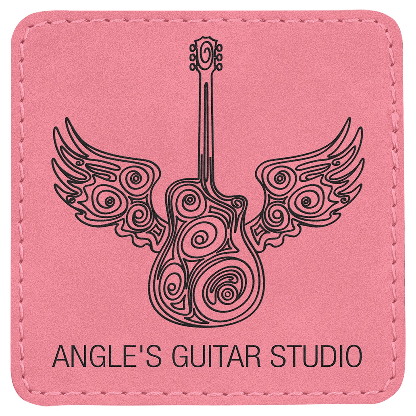  Personalized Laser Engraved 3" x 3" Square Pink Leatherette Patch with Adhesive