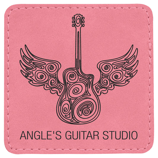  Personalized Laser Engraved 3" x 3" Square Pink Leatherette Patch with Adhesive