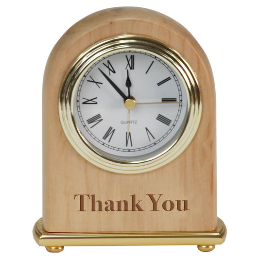 Personalized Laser Engraved 4" x 5" Red Alder Arch Desk Clock