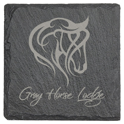 Personalized Laser Engraved 4" x 4" Square Slate Coaster