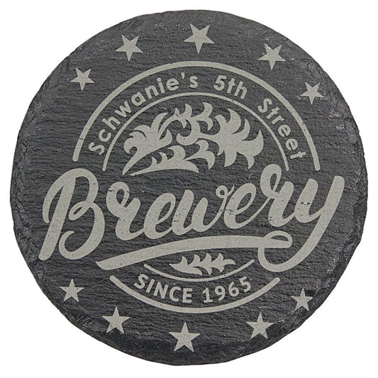 Personalized Laser Engraved 4" Round Slate Coaster