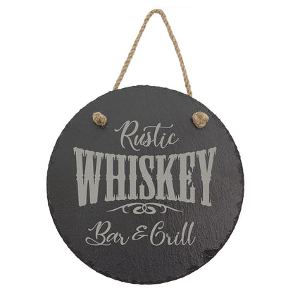 Personalized Laser Engraved 7" Round Slate Decor with Hanger String