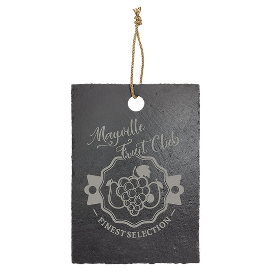 Personalized Laser Engraved 13 3/4" x 9 3/4" Rectangle Slate Cutting Board with Hanger String