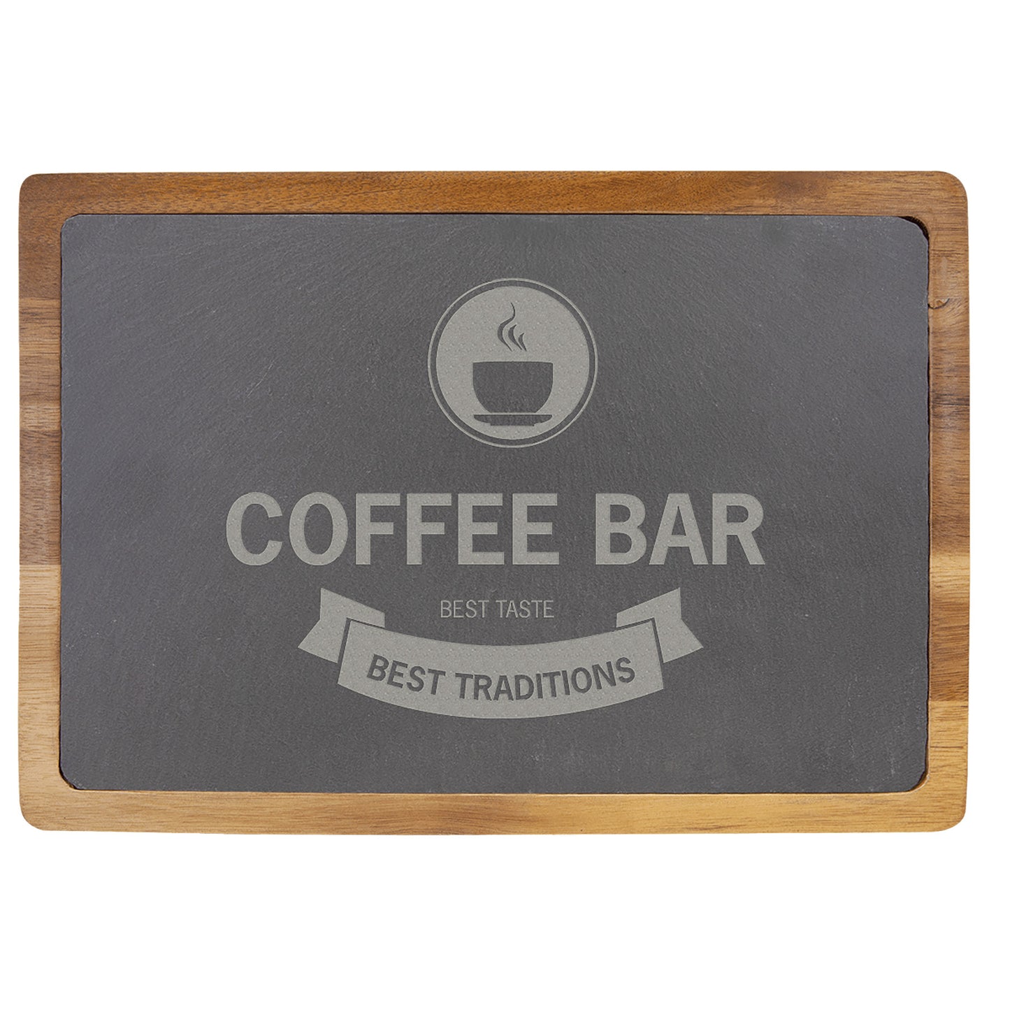 Personalized Laser Engraved 13" x 9" Acacia Wood/Slate Cutting Board