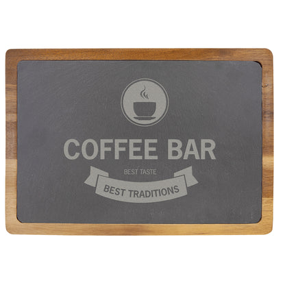 Personalized Laser Engraved 13" x 9" Acacia Wood/Slate Cutting Board