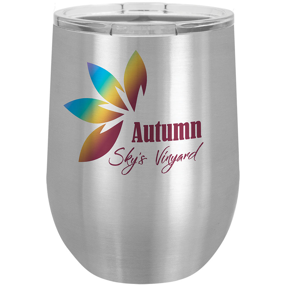 Personalized Laser Engraved Stainless Steel 12 oz. Sublimatable Polar Camel Stemless Wine Tumbler with Lid