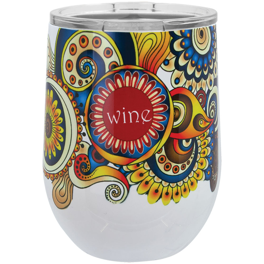 Personalized Laser Engraved White 12 oz. Sublimatable Polar Camel Stemless Wine Tumbler with Lid