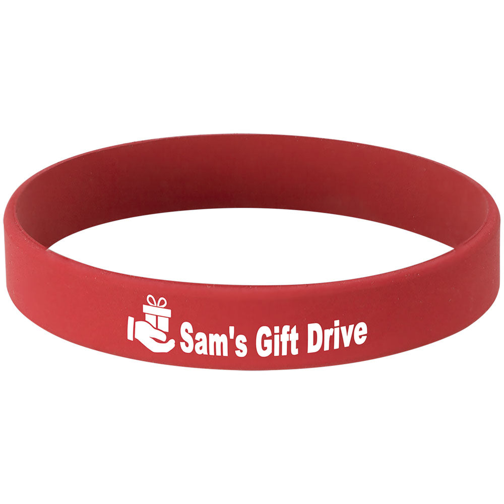 Personalized Laser Engraved 4 1/8" Red/White Silicone Bracelet