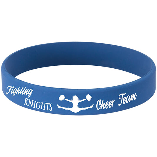 Personalized Laser Engraved 4 1/8" Blue/White Silicone Bracelet