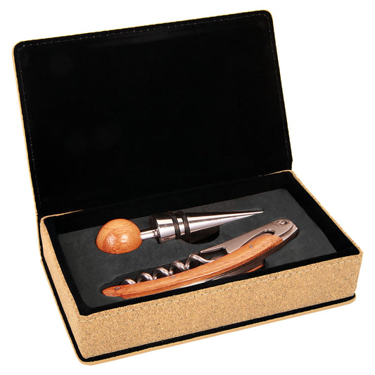  Personalized Laser Engraved Cork 2-Piece Wine Tool Set