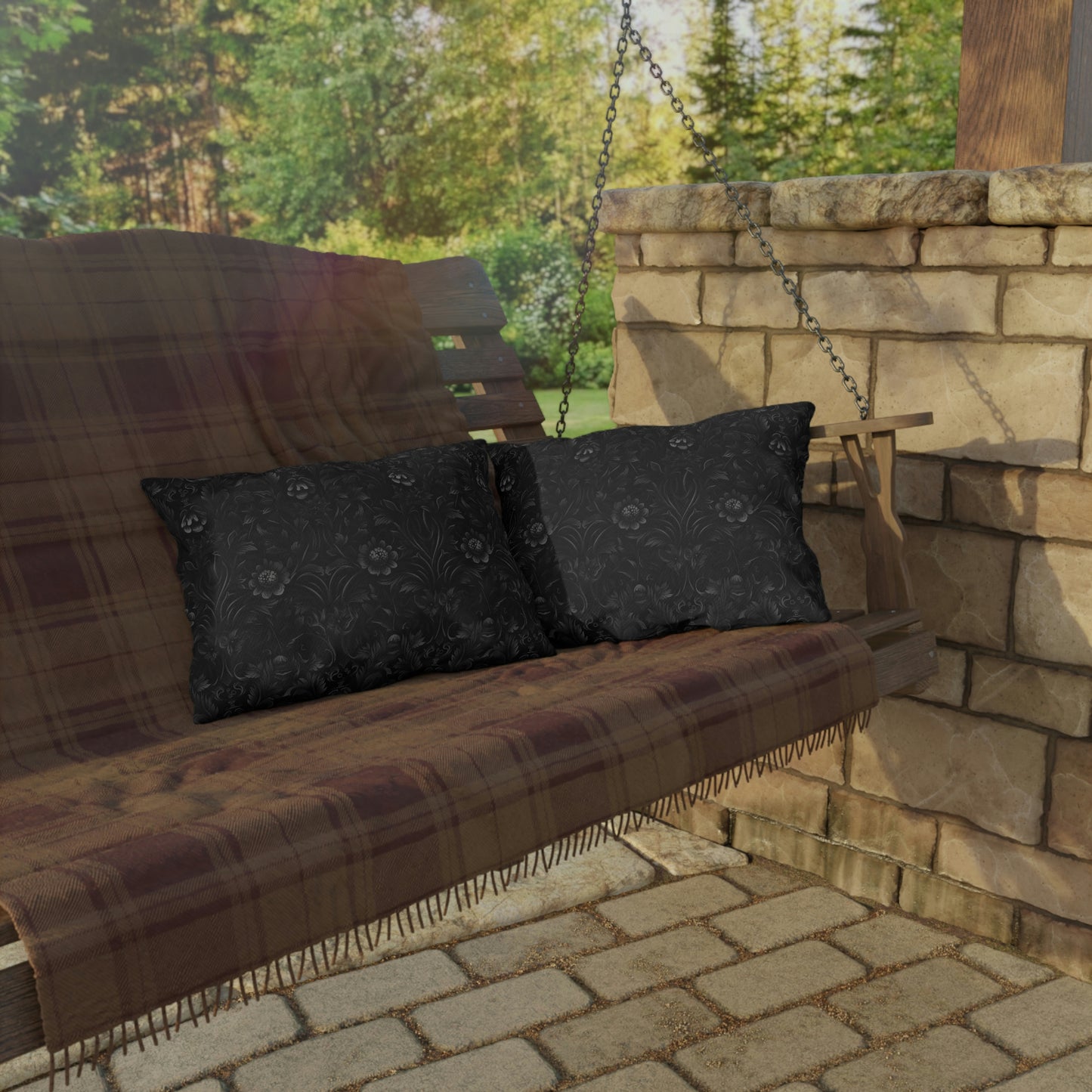 Black Floral Outdoor Pillows