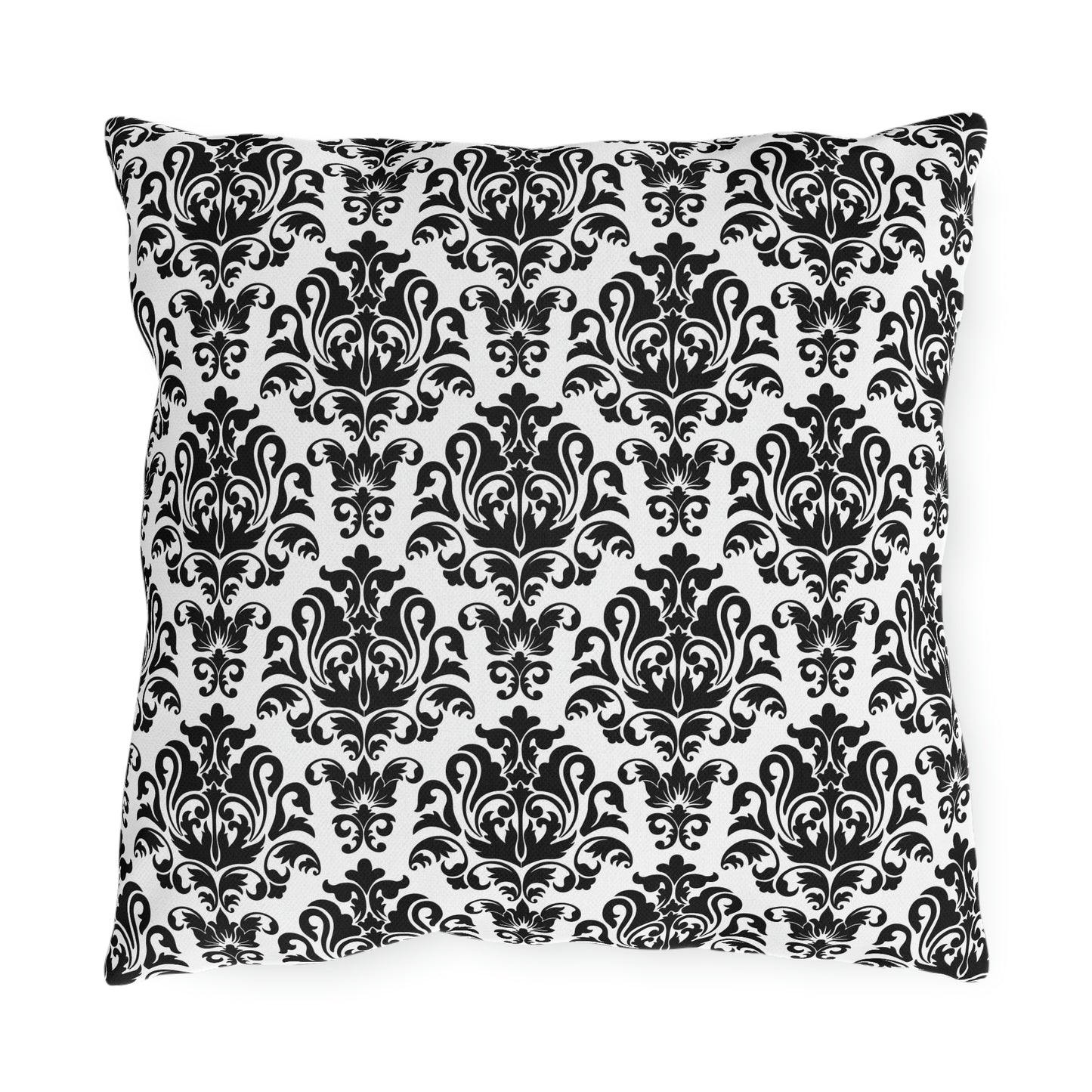 Black-White Damask Outdoor Pillows