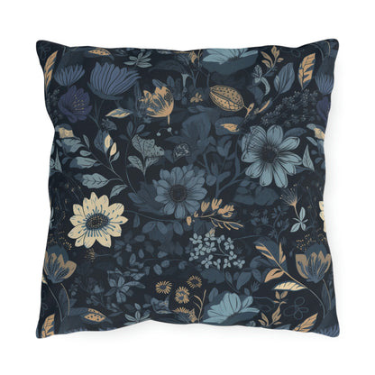 Dark Blue Floral Outdoor Pillows