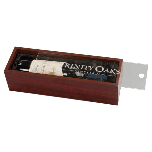 Rosewood Finish Wine Box with Clear Acrylic Personalized Laser Engraved Lid