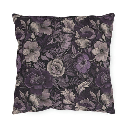 Purple-Black Floral Outdoor Pillows